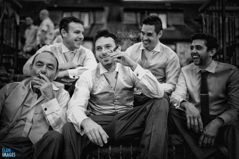 Cameley Lodge Wedding - Groom Smoking Cigar