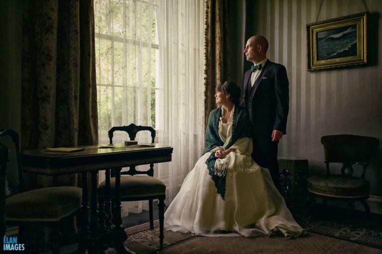 llanerchaeron wedding - Bride and Good portrait in the john nash villa