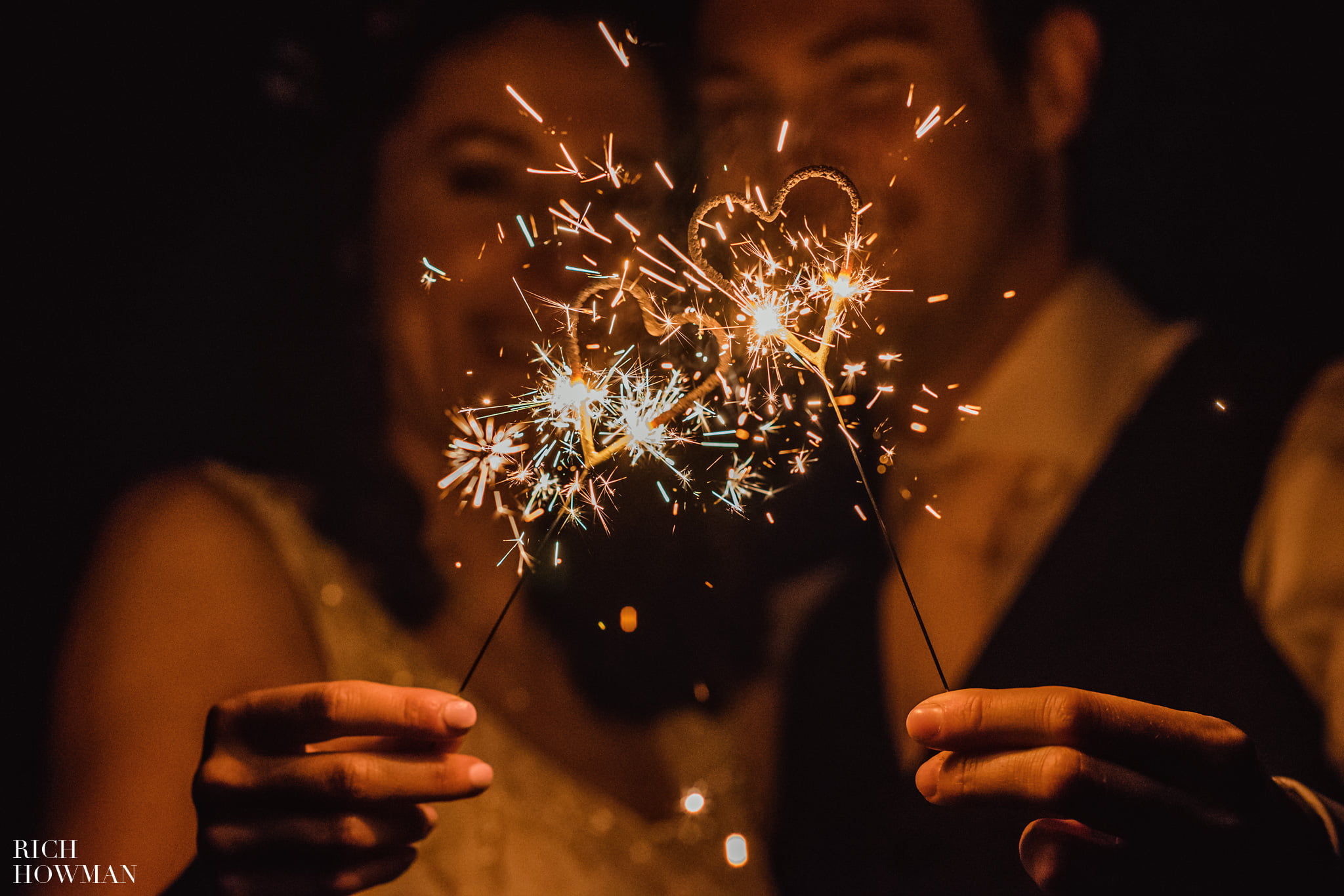 Heart Shaped Sparklers at Howards House Hotel Wedding