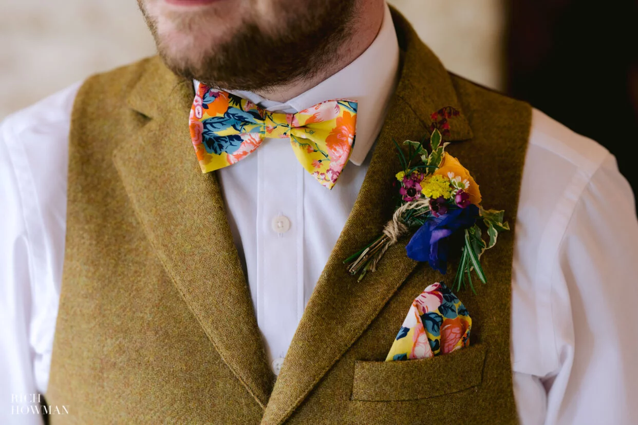 gloucestershire wedding photography groom bow tie
