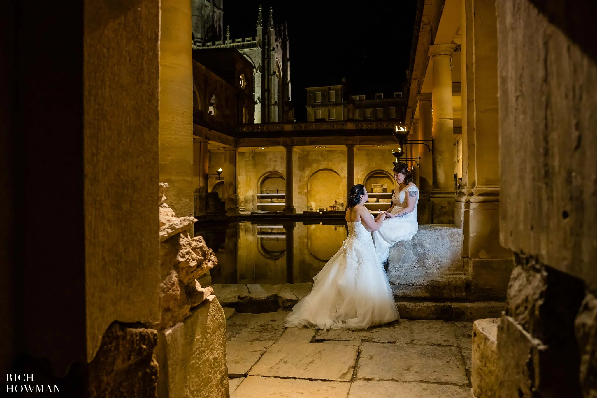 Sunrise and Sunset Wedding Photography and Film at the Roman Baths