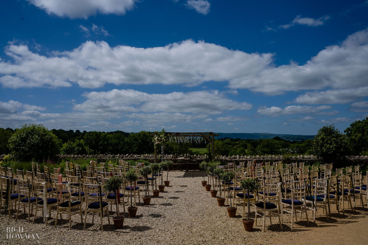 view from wedding ceremony area captured by folly farm wedding photographer rich howman