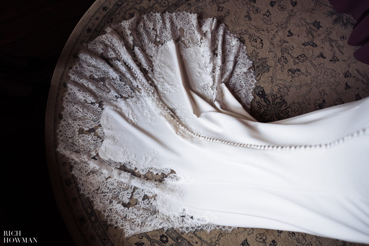 bridal gown detail at winter brympton house wedding